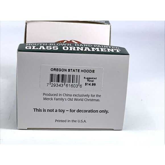 Old World Glass Christmas Ornament Oregon State University OSU Orange Hoodie - Picture 7 of 7